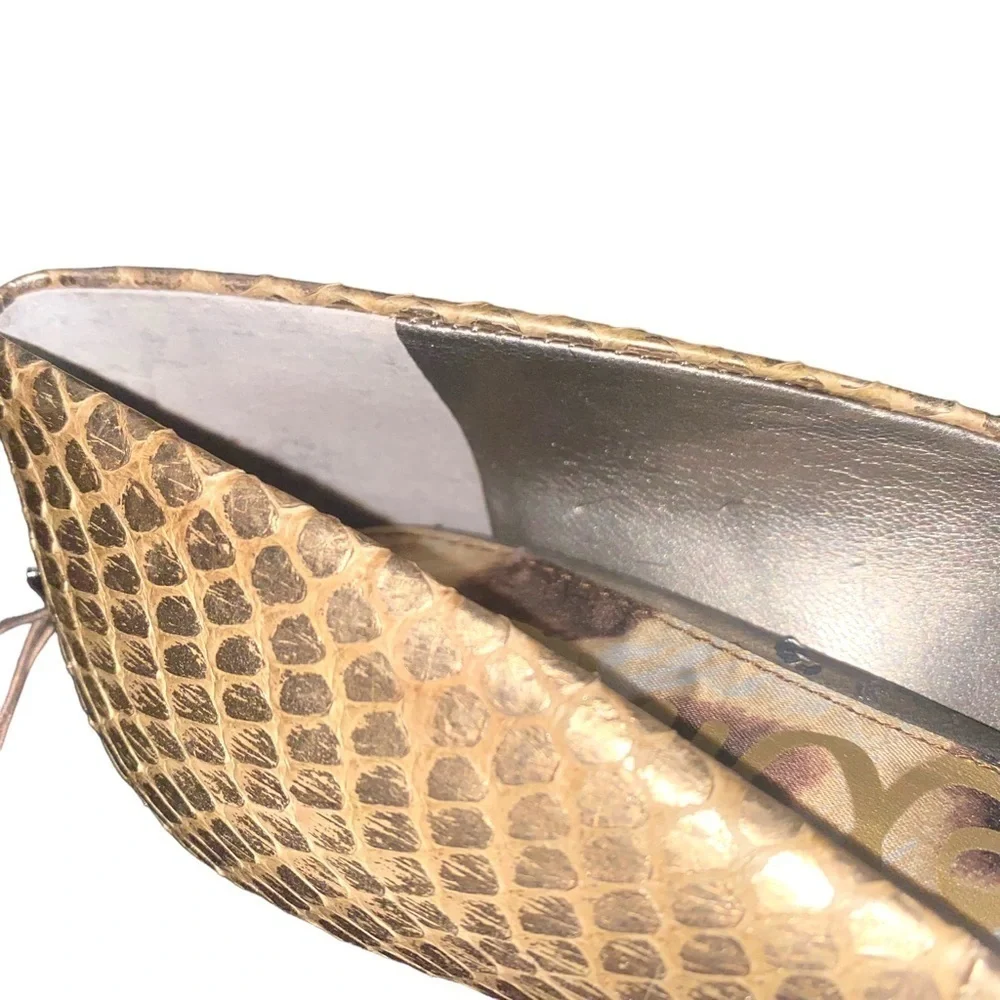 Sam Edelman Evan Snakeskin Gold Spike Heels Size 6 - Picture 4 of 15
